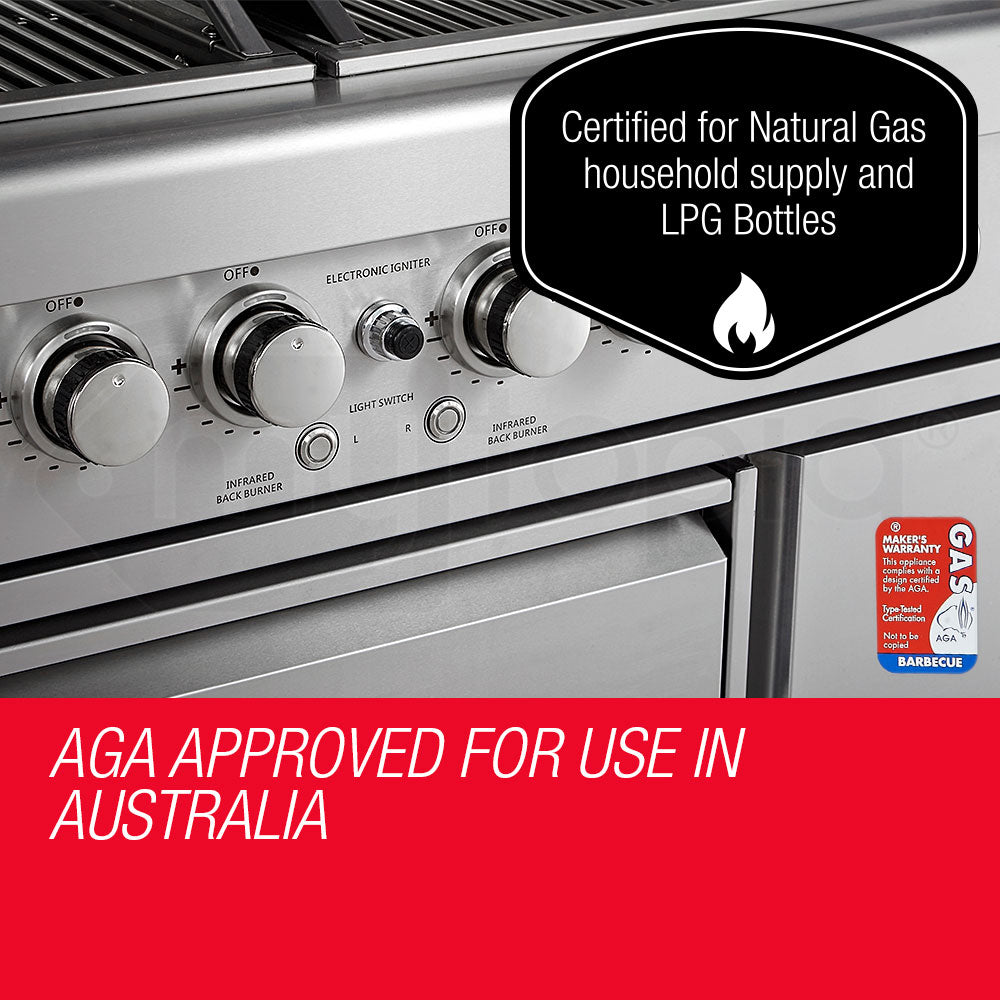 EuroGrille 9 Burner BBQ Grill Outdoor Barbeque Gas Stainless Steel Kitchen