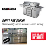 EuroGrille 9 Burner BBQ Grill Outdoor Barbeque Gas Stainless Steel Kitchen