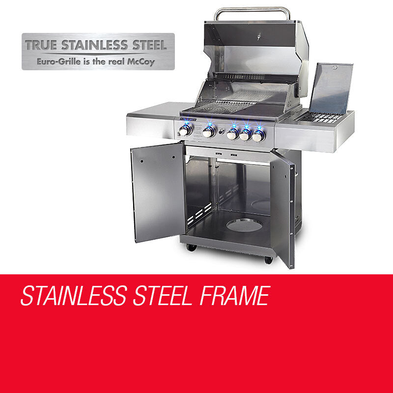 EuroGrille 5 Burner BBQ Outdoor Barbeque Grill Gas Stainless Steel Kitchen