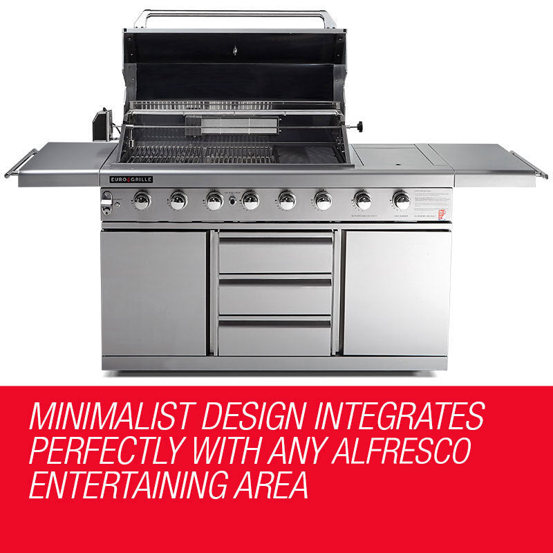 EuroGrille 8 Burner BBQ Outdoor Barbeque Gas Stainless Steel Kitchen