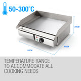 THERMOMATE Commercial Electric Griddle, 2400W Stainless Steel 55x35cm Countertop - Rear View