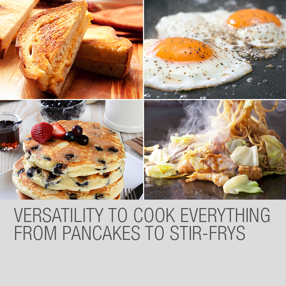 THERMOMATE Commercial Electric Griddle, 2400W Stainless Steel 55x35cm Countertop