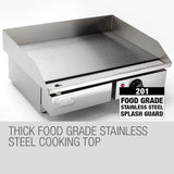 THERMOMATE Commercial Electric Griddle, 2400W Stainless Steel 55x35cm Countertop