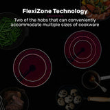 EuroChef 90cm 5 Zone Ceramic Cooktop, 8900W Electric, FlexiZone Adjustable Size Hobs, Touch Controls - Front View