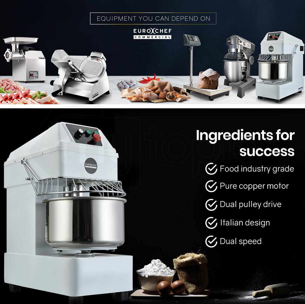 EUROCHEF Commercial 20L 1500W Spiral Dough Mixer Machine, 2 Speed