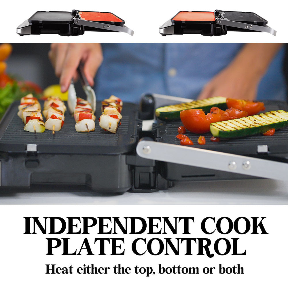 EUROCHEF Smart Multi Contact Grill and Sandwich Panini Press, with Waffle Maker Plates