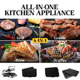 EUROCHEF Smart Multi Contact Grill and Sandwich Panini Press, with Waffle Maker Plates - Front View