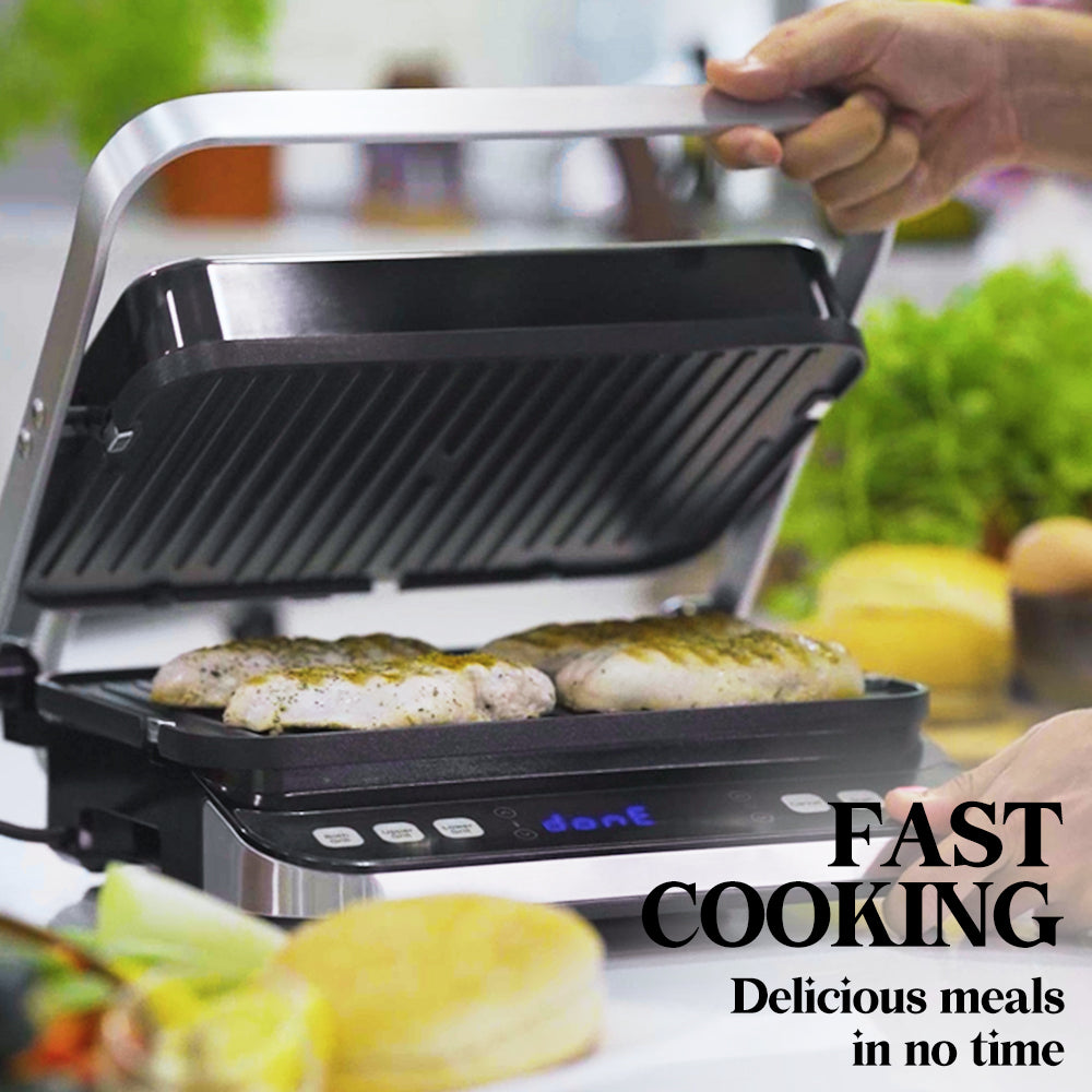 EUROCHEF Smart Multi Contact Grill and Sandwich Panini Press, with Waffle Maker Plates