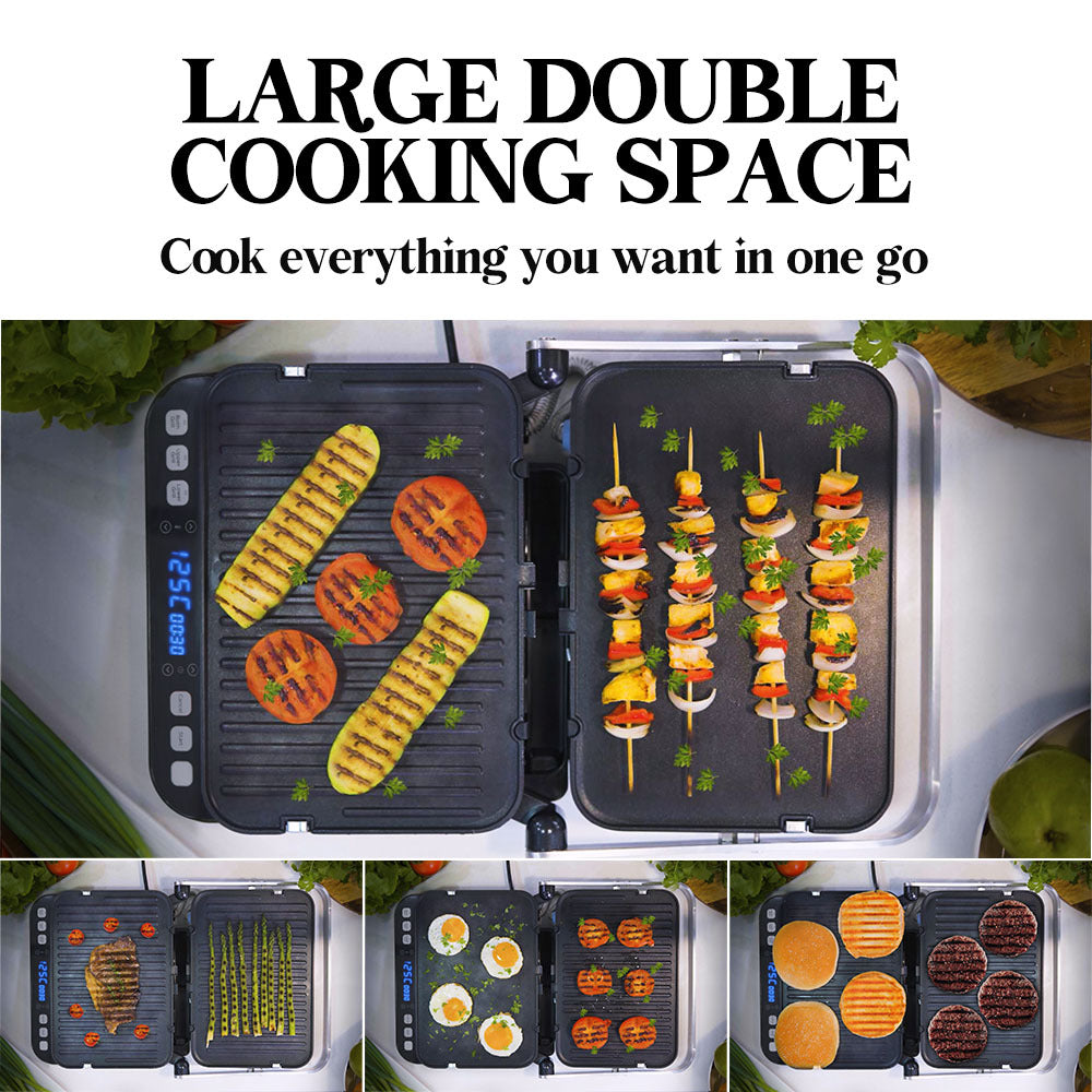 EUROCHEF Smart Multi Contact Grill and Sandwich Panini Press, with Waffle Maker Plates