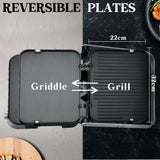 EUROCHEF 4-in-1 Smart Multi Contact Grill and Sandwich Panini Press, with Waffle Maker Plates