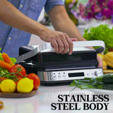 EUROCHEF 4-in-1 Smart Multi Contact Grill and Sandwich Panini Press, with Waffle Maker Plates - Side View