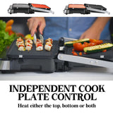 EUROCHEF 4-in-1 Smart Multi Contact Grill and Sandwich Panini Press, with Waffle Maker Plates - 45-Degree Angle