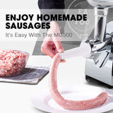 EUROCHEF Electric Meat Grinder, Stainless Steel Mincer Sausage Filler Kibbe Maker, Black - Close-Up Angle