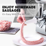 EUROCHEF Electric Meat Grinder, Stainless Steel Mincer Sausage Filler Kibbe Maker, Red - Low Angle