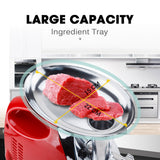 EUROCHEF Electric Meat Grinder, Stainless Steel Mincer Sausage Filler Kibbe Maker, Red - Rear View