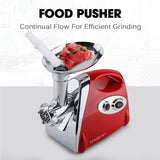 EUROCHEF Electric Meat Grinder, Stainless Steel Mincer Sausage Filler Kibbe Maker, Red - 45-Degree Angle