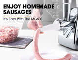 EUROCHEF ElEUROCHEF Electric Meat Grinder, Stainless Steel Mincer Sausage Filler Kibbe Maker, Silverctric Meat Grinder, Stainless Steel Mincer Sausage