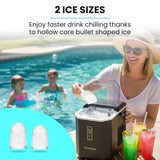POLYCOOL Portable Ice Maker Machine, Automatic, 12kg/day, Auto Clean, with Scoop and Removable Basket, Black
