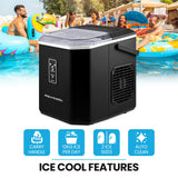 POLYCOOL Portable Ice Maker Machine, Automatic, 12kg/day,  Auto Clean, with Scoop and Removable Basket, Black - Front View