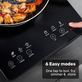 EUROCHEF Induction Cooktop, 2000W, 9 Heat Levels, Fast Electric Portable Cooker, Touch Controls - Top-Down View