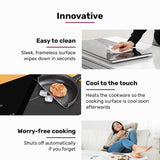 EUROCHEF Induction Cooktop, 2000W, 9 Heat Levels, Fast Electric Portable Cooker, Touch Controls - Close-Up Angle