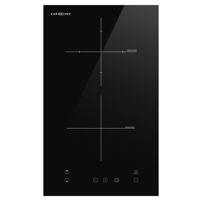 EuroChef 30cm 2 Zone Induction Cooktop, 3300W Electric with Touch Controls and Child Lock