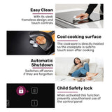 EuroChef 30cm 2 Zone Induction Cooktop, 3300W Electric, Touch Controls - Close-Up Angle