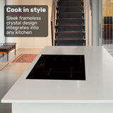 EUROCHEF 60cm 4 Zone Induction Cooktop, 7200W Electric, FlexZone Function, Touch Controls - Side View