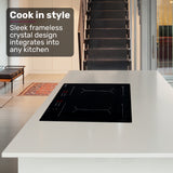 EuroChef 60cm 4 Zone Induction Cooktop, 7200W Electric, Dual Link Bridged Zone Hobs, Touch Controls - Side View