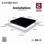 EuroChef 60cm 4 Zone Induction Cooktop, 7200W Electric, Dual Link Bridged Zone Hobs, Touch Controls, image 6