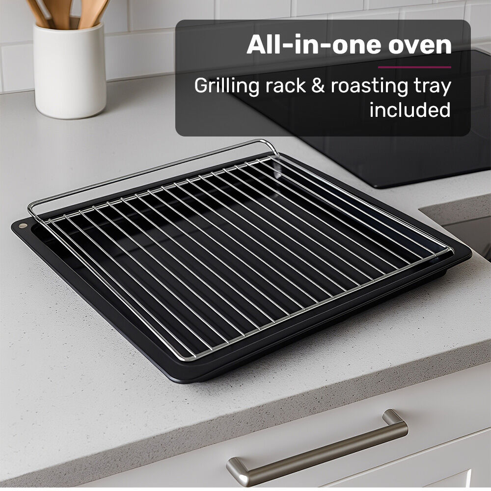 EuroChef 60cm Stainless Built-in 70L Grill 8 Function Fan Forced Electric Wall Oven