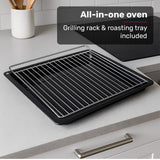 EuroChef 60cm Stainless Built-in 70L Grill 8 Function Fan Forced Electric Wall Oven - Low Angle
