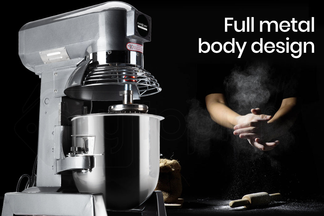 EuroChef Silver 10L Commercial Grade Planetary Mixer