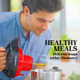 EUROCHEF Soup Maker and Blender, Self-Cleaning, Stainless Steel - Low Angle