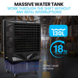 POLYCOOL 130L 750W Evaporative Air Cooler, Commercial Industrial Grade, Remote Control, Purifier, Humidifier, Fan