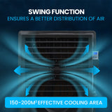 POLYCOOL 130L 750W Evaporative Air Cooler, Commercial Industrial Grade, Remote Control, Purifier, Humidifier, Fan - Low Angle