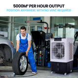POLYCOOL 30L Evaporative Air Cooler Portable Industrial Fan, Purifier, Humidifier, Remote Control - Low Angle