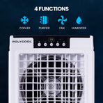 POLYCOOL 35L 220W Evaporative Air Cooler Portable Industrial Fan, Purifier, Humidifier, Remote Control