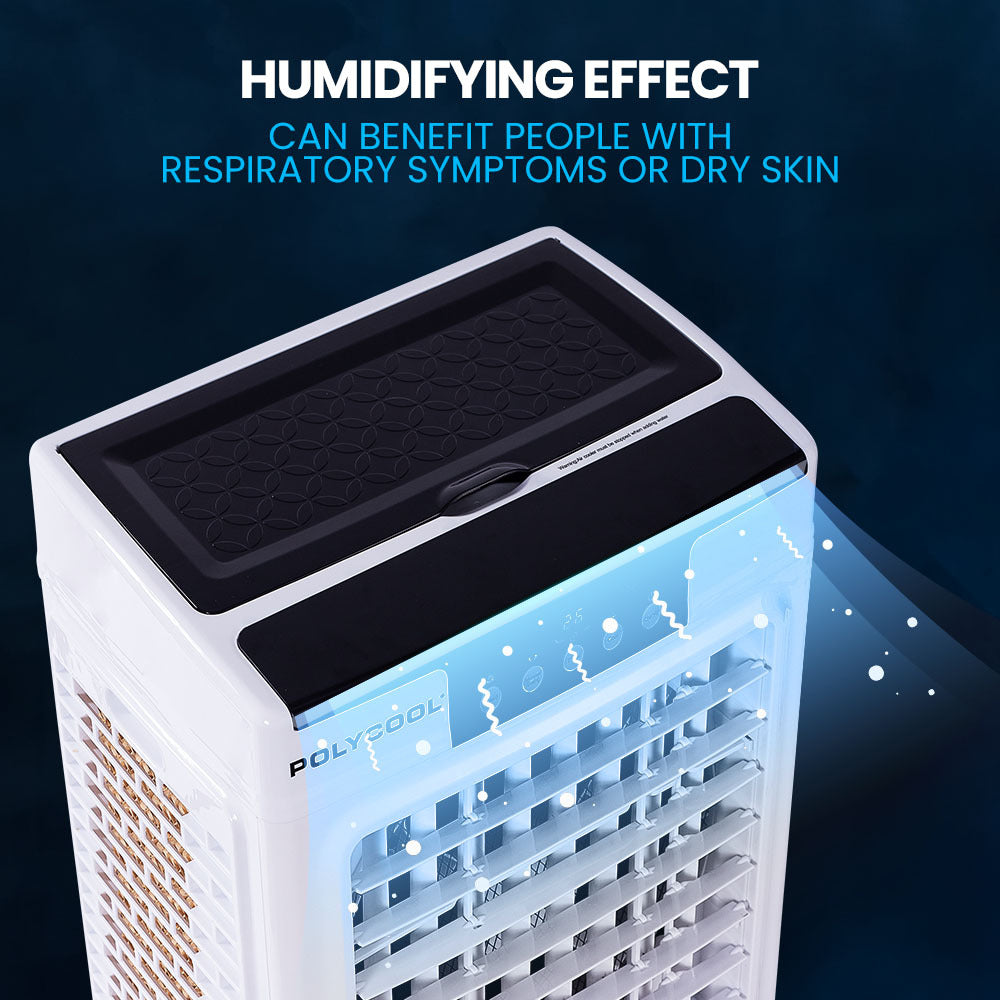 POLYCOOL 35L 220W Evaporative Air Cooler Portable Industrial Fan, Purifier, Humidifier, Remote Control