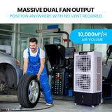 POLYCOOL 35L 220W Evaporative Air Cooler Portable Industrial Fan, Purifier, Humidifier, Remote Control - Front View