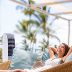 POLYCOOL 8L Evaporative Air Cooler Portable Home Fan, Purifier, Humidifier, Remote Control, Grey and White