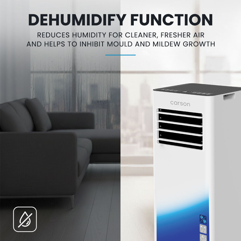 CARSON 2.05kW Portable Air Conditioner, with Dehumidifier & Fan Mode, Remote Control, 24hr Timer, Sleep Mode