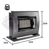 BROMIC Supaheat II LPG Indoor Gas Heater Room Floor Portable Flueless Radiant - Rear View