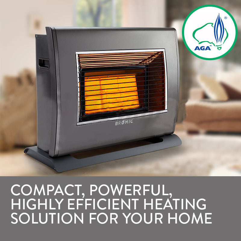 BROMIC Supaheat II Natural Gas Indoor Room Heater Portable Floor Flueless 80m²