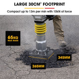 BAUMR-AG BRM-500 64KG Petrol Tamper Rammer Vibratory Plate Compactor, Lightweight, for Soil Sand Gravel Asphalt - Close-Up Angle