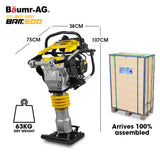 BAUMR-AG BRM-500 64KG Petrol Tamper Rammer Vibratory Plate Compactor, Lightweight, for Soil Sand Gravel Asphalt - Rear View