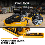 BAUMR-AG 60kg 370x510mm 6.5HP Plate Compactor, Paver Pad, Transport Wheels - Low Angle