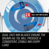 Baumr-AG 70L Portable Electric Concrete Cement Mixer - Low Angle