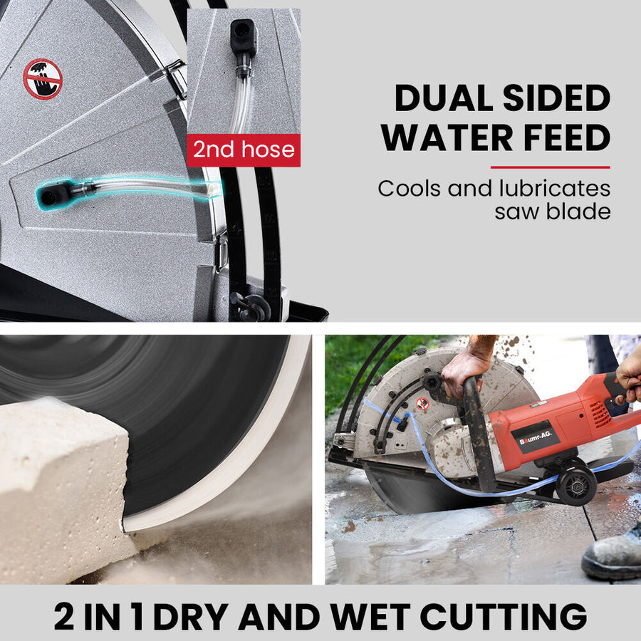 BAUMR-AG 355mm Electric Circular Concrete Saw Wet/Dry, with Diamond Blade