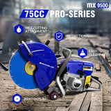 POWERBLADE MX9500 Concrete Cut Off Demolition Saw Wet Demo Road Cutter Brick - Front View